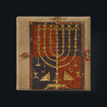 Menorah en andere vaartuigen van de tempel vierkante button 5,1 cm<br><div class="desc">De Spaanse School voegt Ms 15250 f.3v Menorah en andere schepen van de tempel toe, van de hertog van de Sussex Spaanse Bijbel, Catalonië in de British Library, Londen, VK. In de 14e eeuw werd Catalonië opgericht met de toevoeging van mevrouw 15250 f.3v Menorah en andere vaartuigen van de tempel...</div>