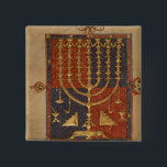 Menorah en andere vaartuigen van de tempel vierkante button 5,1 cm<br><div class="desc">De Spaanse School voegt Ms 15250 f.3v Menorah en andere schepen van de tempel toe, van de hertog van de Sussex Spaanse Bijbel, Catalonië in de British Library, Londen, VK. In de 14e eeuw werd Catalonië opgericht met de toevoeging van mevrouw 15250 f.3v Menorah en andere vaartuigen van de tempel...</div>