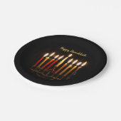 Menorah en Candles Hanukkah Lights Papieren Bordje (Gekanteld)