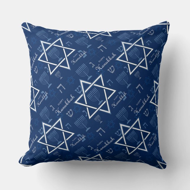 Menorah en de ster van David Hanukkah Kussen (Voorkant)