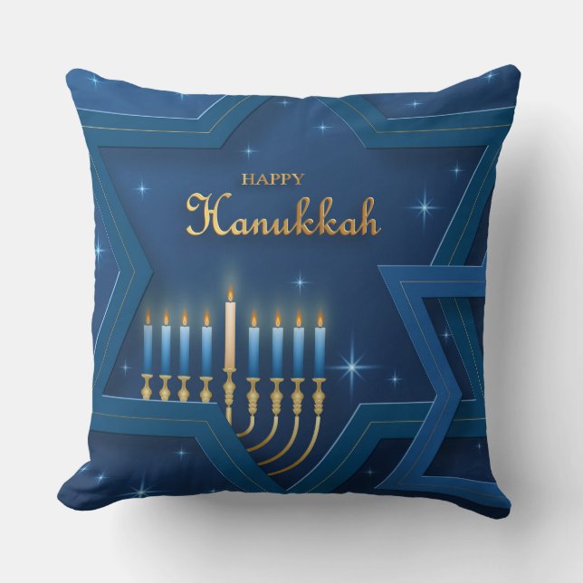 Menorah en de ster van David Hanukkah Kussen (Voorkant)
