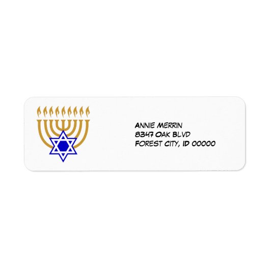 Menorah en de ster van David Label (Voorkant)
