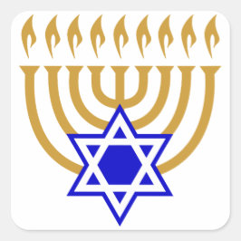 Menorah en de ster van David Vierkante Sticker