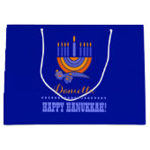Menorah en Dreidels | Douanenaam Hanukkah Large Cadeautasje (Voorkant)
