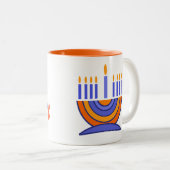 Menorah en Dreidels Hanukkah Gift Tweekleurige Koffiemok (Voorkant rechts)
