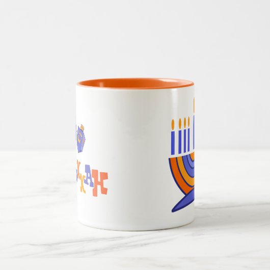 Menorah en Dreidels Hanukkah Gift Tweekleurige Koffiemok (Center)