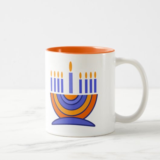 Menorah en Dreidels Hanukkah Gift Tweekleurige Koffiemok (Rechts)