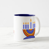 Menorah en Dreidels Hanukkah Gift Tweekleurige Koffiemok (Voorkant rechts)