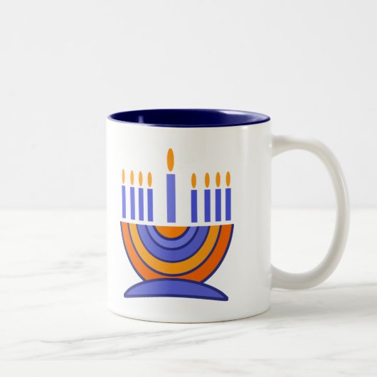 Menorah en Dreidels Hanukkah Gift Tweekleurige Koffiemok (Rechts)