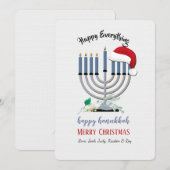 Menorah en Kerstman Hoed Kerstkaart Kaart (Voorkant / Achterkant)