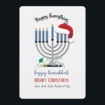 Menorah en Kerstman Hoed Kerstkaart Kaart<br><div class="desc">Een Kerstmis-Chanukka kerstkaart met een menorah en de hoed van de Kerstman. Perfect voor de "Holiday Season" doelgroep. (Ontworpen door Rawpixel.com). (Ontworpen door Freepik). (Ontworpen door Freepik). De kaart is gemakkelijk aan te passen met uw tekst, lettertype en letterkleur.Niet precies wat u zoekt? Al onze producten kunnen op maat worden...</div>
