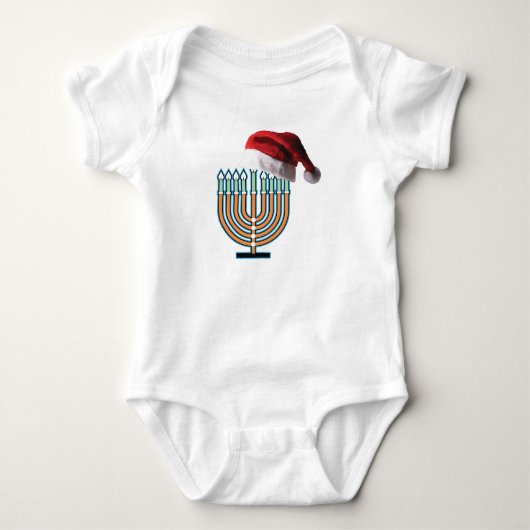 Menorah en Santa Claus Pet Romper (Voorkant)