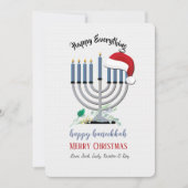 Menorah en Santa Hat Holiday Card Kaart (Voorkant)