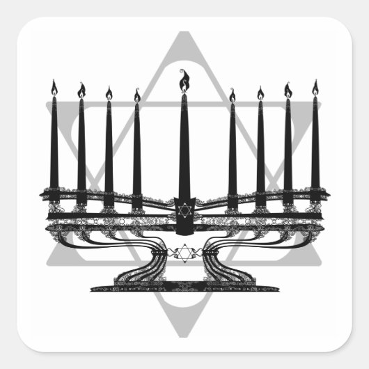 Menorah en Star Vierkante Sticker (Voorkant)