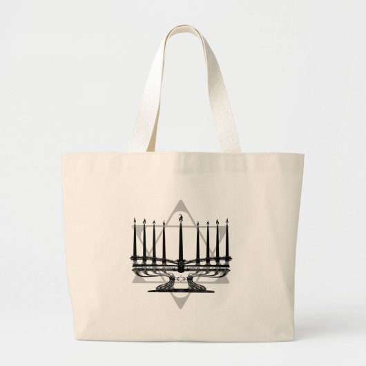 Menorah en Ster Grote Tote Bag (Voorkant)