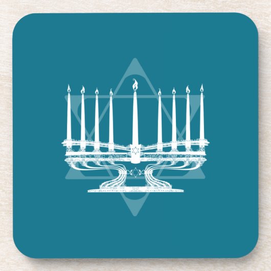 Menorah en ster IV Drankjes Onderzetter (Voorkant)