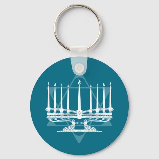 Menorah en ster IV Sleutelhanger (Voorkant)