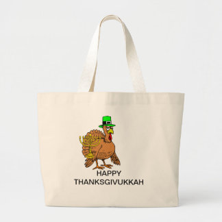 MENORAH EN TURKIJE HAPPY THANKSGIVUKKAH BAG GROTE TOTE BAG