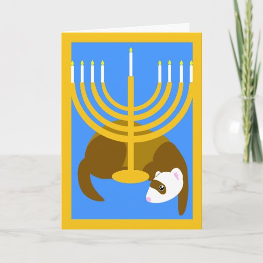 Menorah ferret feestdagen kaart (Voorkant)