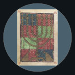 Menorah, Festival van Lights Happy Hanukkah Ronde Sticker<br><div class="desc">illustratie van religieus Judaica-afbeelding met een antiek Menorah met kaarsen. Happy Hanukkah Chanukah,  Chanoeka of Chanuka! Het festival van Lights en het feest van de Dedicatie is een joodse vakantie van acht dagen.</div>