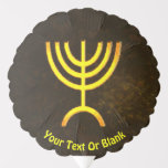 Menorah Flame Ballon<br><div class="desc">Een bruine en gouden digitale weergave van de joodse zeven-vertakte menorah (Hebreeuws: מְ נ וֹ ה ). Voeg onze eigen tekst toe. De zeven-vertakte menorah, die wordt gebruikt in het draagbaar toevluchtsoord dat door Mozes in de wildernis en later in de tempel in Jeruzalem is opgezet, is sinds de oudheid...</div>