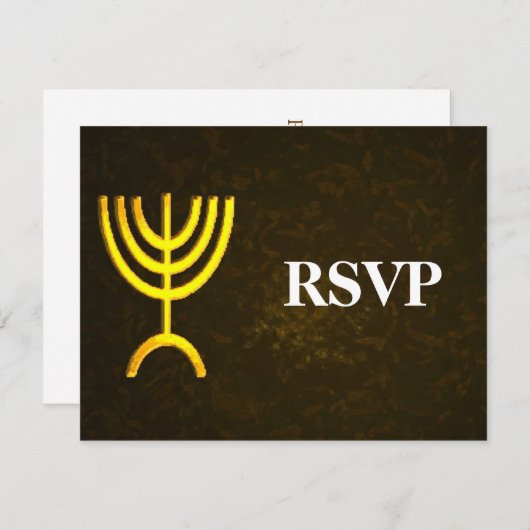 Menorah Flame Bar/Bat Mitzvah RSVP (Voorkant / Achterkant)