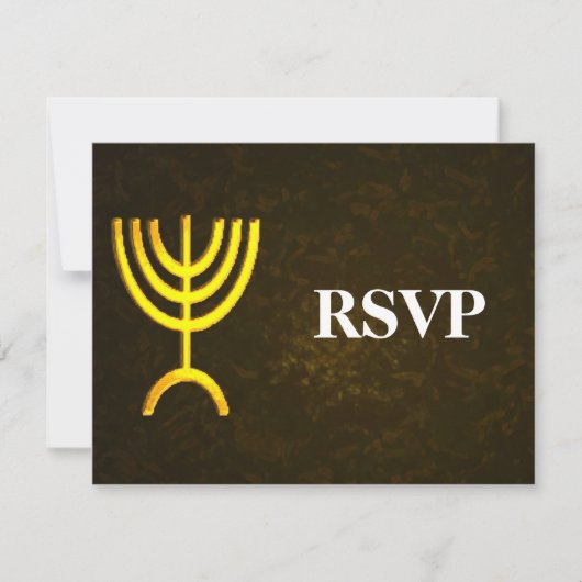 Menorah Flame Bar/Bat Mitzvah RSVP Kaartje (Voorkant)