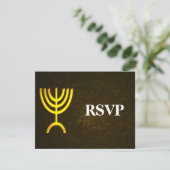 Menorah Flame Bar/Bat Mitzvah RSVP Kaartje (Staand voorkant)