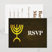 Menorah Flame Bar/Bat Mitzvah RSVP Kaartje (Voorkant / Achterkant)