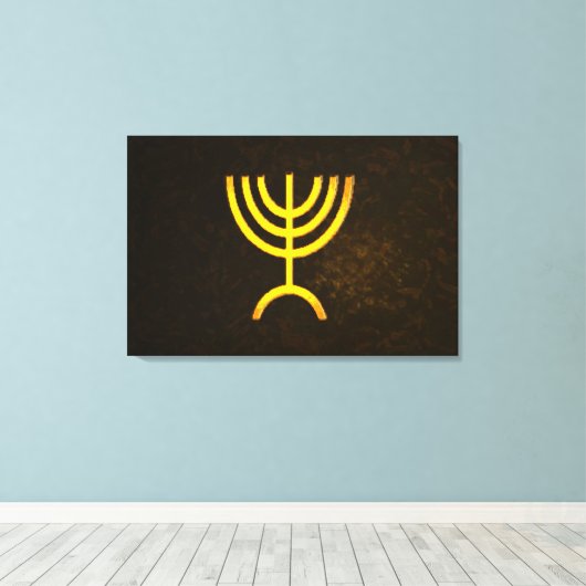 Menorah Flame Canvas Afdruk (Insitu (Houten vloer))