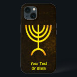 Menorah Flame Hoesje-Mate iPhone Case<br><div class="desc">Een bruine en gouden digitale weergave van de joodse zeven-vertakte menorah (Hebreeuws: מְ נ וֹ ה ‎). Voeg je eigen tekst toe. De zeven-vertakte menorah, die wordt gebruikt in het draagbaar toevluchtsoord dat door Mozes in de wildernis en later in de tempel in Jeruzalem is opgezet, is sinds de oudheid...</div>