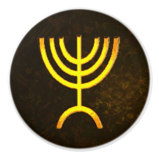 Menorah Flame Keramische Knop (Voorkant)