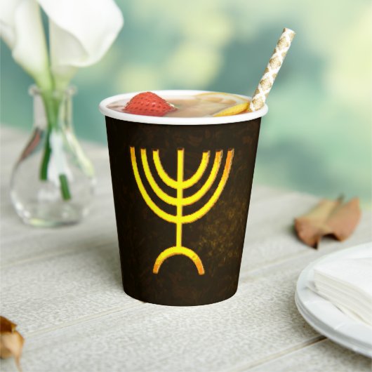 Menorah Flame Paper Cups Papieren Bekers (Insitu)