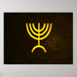 Menorah Flame Poster<br><div class="desc">Een digitale weergave van de joodse zeven-vertakte menorah (Hebreeuws: מְ נ רָ ה ‎). De zeven-vertakte menorah, die wordt gebruikt in het draagbaar toevluchtsoord dat door Mozes in de wildernis en later in de tempel in Jeruzalem is opgezet, is sinds de oudheid een symbool van het jodendom en is het...</div>