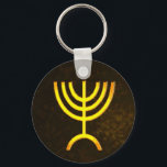 Menorah Flame Sleutelhanger<br><div class="desc">Een bruine en gouden digitale weergave van de joodse zeven-vertakte menorah (Hebreeuws: מְ נ וֹ ה ‎). De zeven-vertakte menorah, die wordt gebruikt in het draagbaar toevluchtsoord dat door Mozes in de wildernis en later in de tempel in Jeruzalem is opgezet, is sinds de oudheid een symbool van het jodendom...</div>