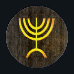 Menorah Flame Snijplank<br><div class="desc">Een bruine en gouden digitale weergave van de joodse zeven-vertakte menorah (Hebreeuws: מְ נ וֹ ה ‎). De zeven-vertakte menorah, die wordt gebruikt in het draagbaar toevluchtsoord dat door Mozes in de wildernis en later in de tempel in Jeruzalem is opgezet, is sinds de oudheid een symbool van het jodendom...</div>