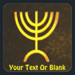 Menorah Flame Vierkante Sticker<br><div class="desc">Een digitale weergave van de joodse zeven-vertakte menorah (Hebreeuws: מְ נ רָ ה ‎). De zeven-vertakte menorah, die wordt gebruikt in het draagbaar toevluchtsoord dat door Mozes in de wildernis en later in de tempel in Jeruzalem is opgezet, is sinds de oudheid een symbool van het jodendom en is het...</div>