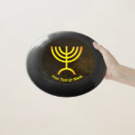 Menorah Flame Wham-O Frisbee<br><div class="desc">Een bruine en gouden digitale weergave van de joodse zeven-vertakte menorah (Hebreeuws: מְ נ וֹ ה ‎). Voeg onze eigen tekst toe. De zeven-vertakte menorah, die wordt gebruikt in het draagbaar toevluchtsoord dat door Mozes in de wildernis en later in de tempel in Jeruzalem is opgezet, is sinds de oudheid...</div>