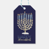 Menorah Gift Label - Navy Blue Cadeaulabel (Voorkant)