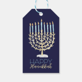 Menorah Gift Label - Navy Blue Cadeaulabel