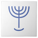 Menorah Gold-Kijk Blue White Tegeltje<br><div class="desc">Menorah goudachtige Paleo Hebreeuwse letters. Personaliseer u door uw eigen naam toe te voegen. Om dit te maken, kunt u een eigen ontwerp maken: 'Klik om verder aan te passen' ... of 'breng dit ontwerp over' om hetzelfde ontwerp af te drukken op een ander product. Waar komt de Menorah vandaan?...</div>