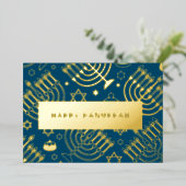 Menorah Hannukah folie Feestdagenkaart (Staand Voorkant)