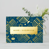 Menorah Hannukah folie Folie Feestdagenkaart (Staand Voorkant)