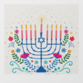 Menorah Hannukah Raamsticker (Vel)
