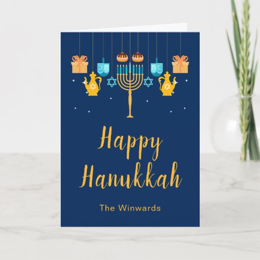 Menorah Hanukka Feest Feestdagen Kaart (Voorkant)