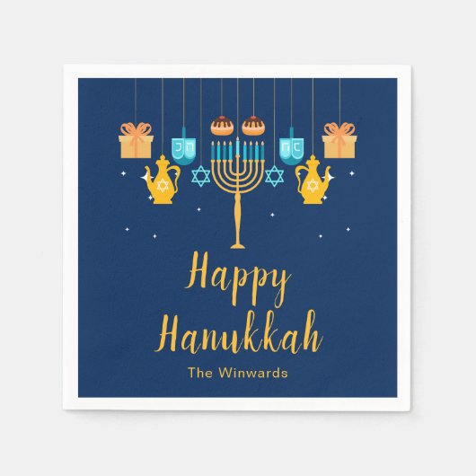 Menorah Hanukka Feest Servet (Voorkant)