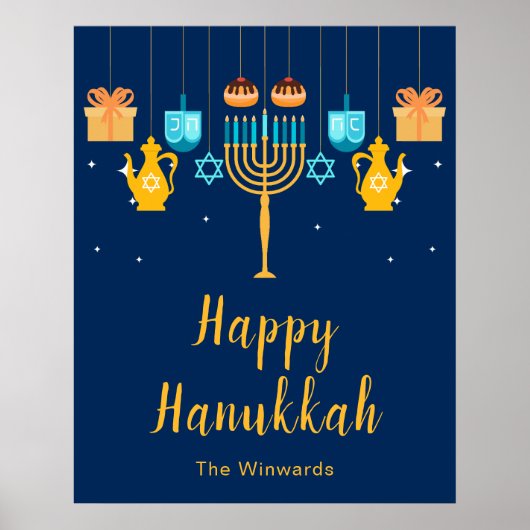 Menorah Hanukka Feest Welkom Poster (Voorkant)