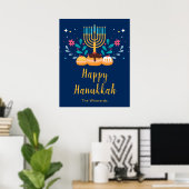 Menorah Hanukka-feest welkomstposter Poster (Thuiskantoor)