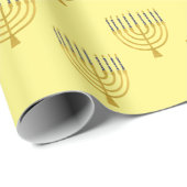 Menorah Hanukkah Blue Candles Drawing Holiday Cadeaupapier (Rol Hoek)