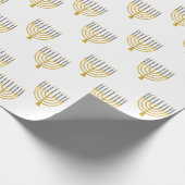 Menorah Hanukkah Blue Candles Drawing Holiday Cadeaupapier (Hoek)